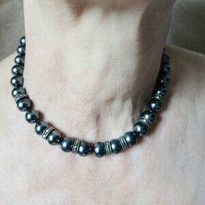 Necklace - JUDITH JACK, Faux Gray Pearls & Marcasite!